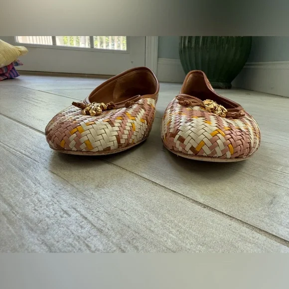 Tory Burch Woven Flats - Pink, Brown, and Cream - Picture 3 of 8
